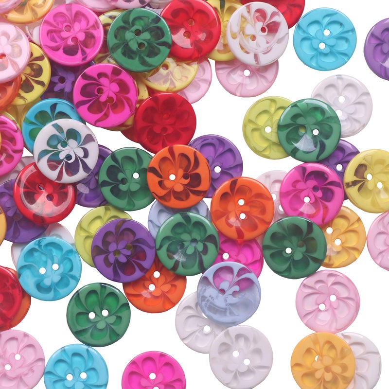 Yaka200 Pcs Mixed Resin Flowers Button/Sewing Lots Buttons 2 Hole Baby Sewing Diy Crafts Children'S Manual Button Painting  Diy Handmade Ornament - Image 3