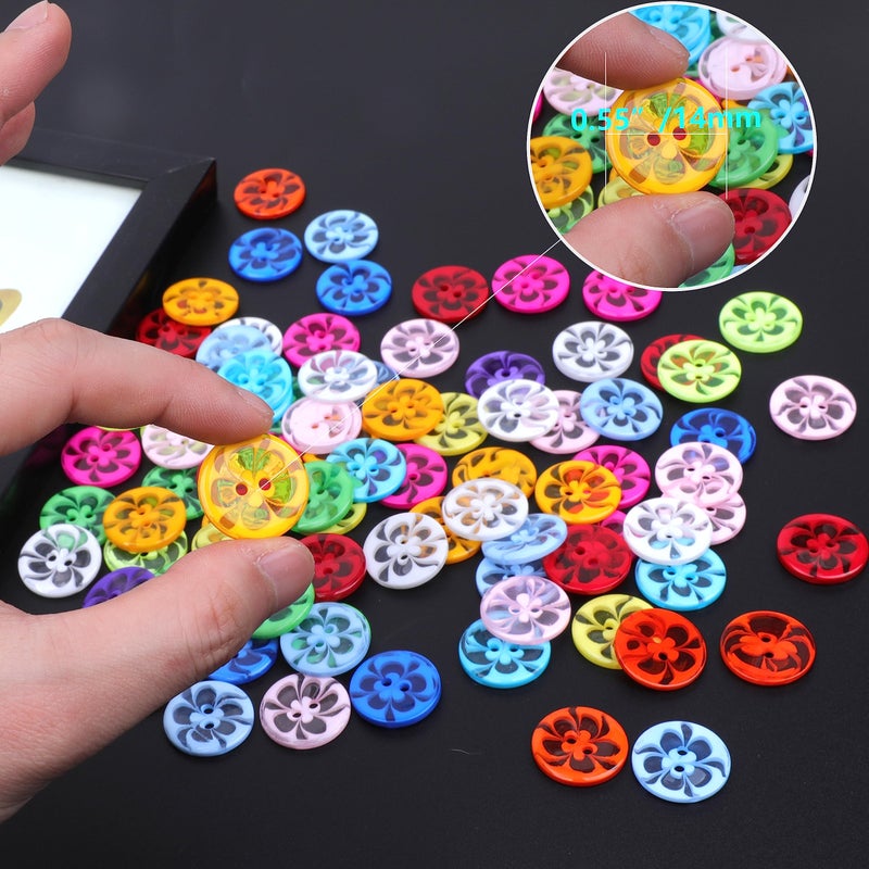 Yaka200 Pcs Mixed Resin Flowers Button/Sewing Lots Buttons 2 Hole Baby Sewing Diy Crafts Children'S Manual Button Painting  Diy Handmade Ornament - Image 2