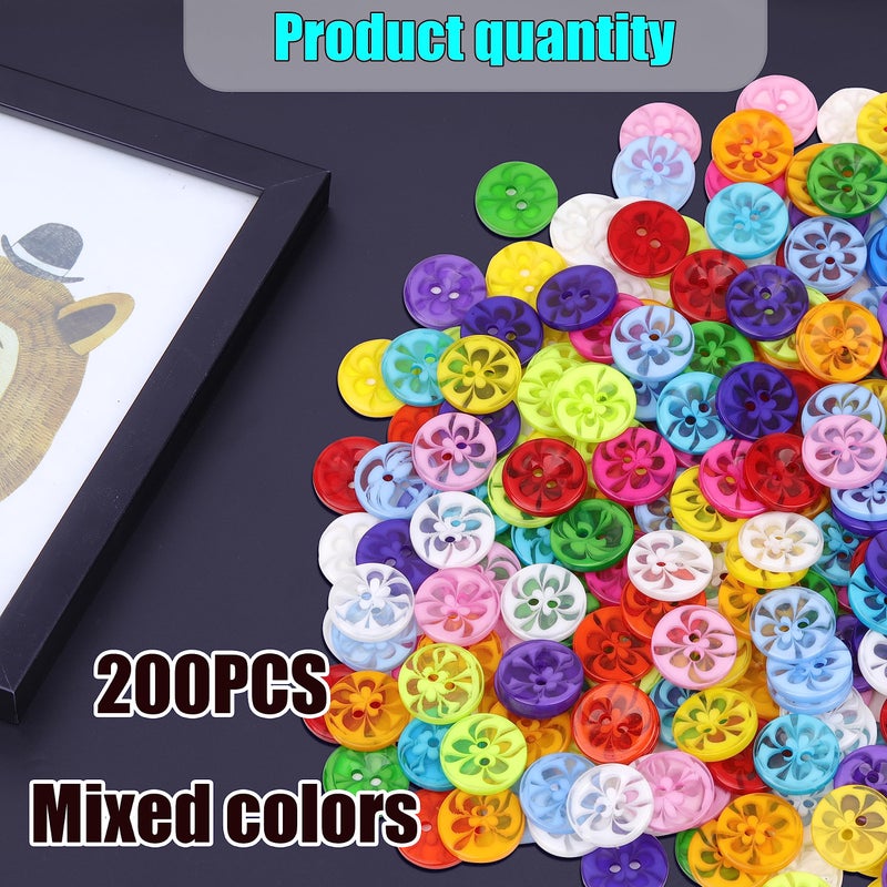 Yaka200 Pcs Mixed Resin Flowers Button/Sewing Lots Buttons 2 Hole Baby Sewing Diy Crafts Children'S Manual Button Painting  Diy Handmade Ornament - Image 4