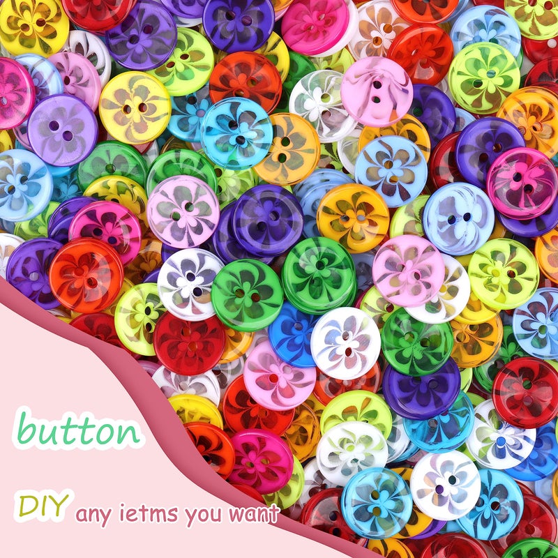 Yaka200 Pcs Mixed Resin Flowers Button/Sewing Lots Buttons 2 Hole Baby Sewing Diy Crafts Children'S Manual Button Painting  Diy Handmade Ornament - Image 5