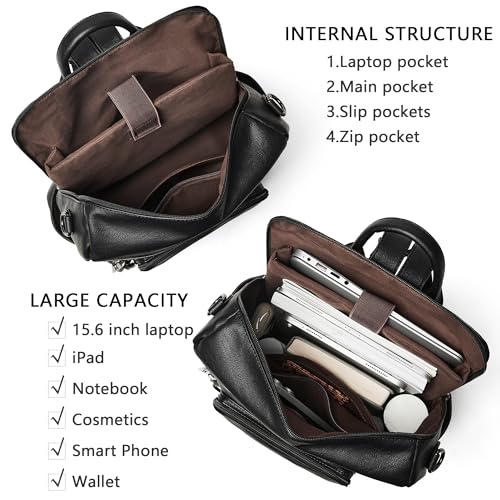 Shrrie Vegan Leather Laptop Backpack for Women 15.6 inch Work Backpack Fashion Travel Backpack Purse for Travel College Work - Image 4