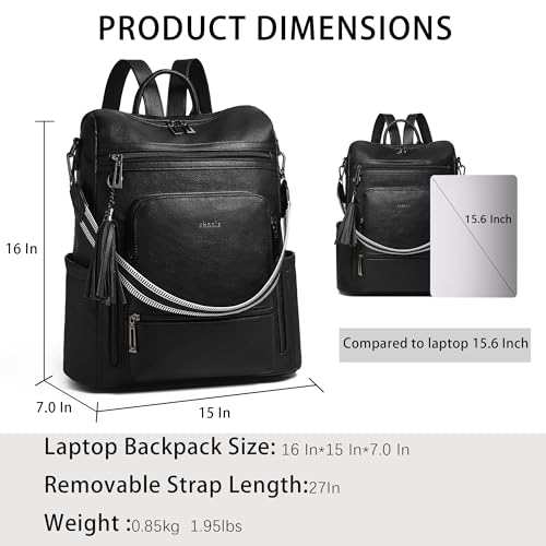 Shrrie Vegan Leather Laptop Backpack for Women 15.6 inch Work Backpack Fashion Travel Backpack Purse for Travel College Work - Image 3