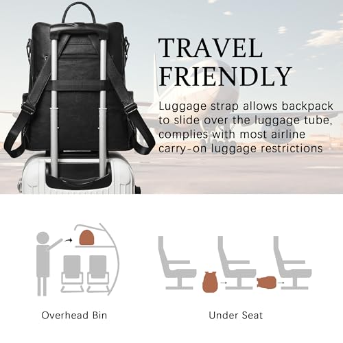 Shrrie Vegan Leather Laptop Backpack for Women 15.6 inch Work Backpack Fashion Travel Backpack Purse for Travel College Work - Image 5