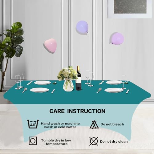IVAPUPU 2 Pack 6FT Table Cloth for Rectangular Fitted Events Stretch Lake Blue Table Covers Washable Cover Spandex Tablecloth Protector for Party, Wedding, Cocktail, Banquet, Festival - Image 5