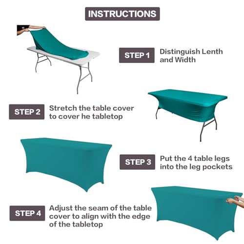 IVAPUPU 2 Pack 6FT Table Cloth for Rectangular Fitted Events Stretch Lake Blue Table Covers Washable Cover Spandex Tablecloth Protector for Party, Wedding, Cocktail, Banquet, Festival - Image 4