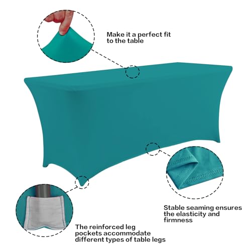 IVAPUPU 2 Pack 6FT Table Cloth for Rectangular Fitted Events Stretch Lake Blue Table Covers Washable Cover Spandex Tablecloth Protector for Party, Wedding, Cocktail, Banquet, Festival - Image 2