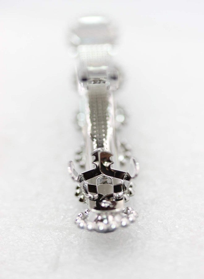 Faship Clear Rhinestone Crystal Floral Small Hair Barrette Clip - Image 3