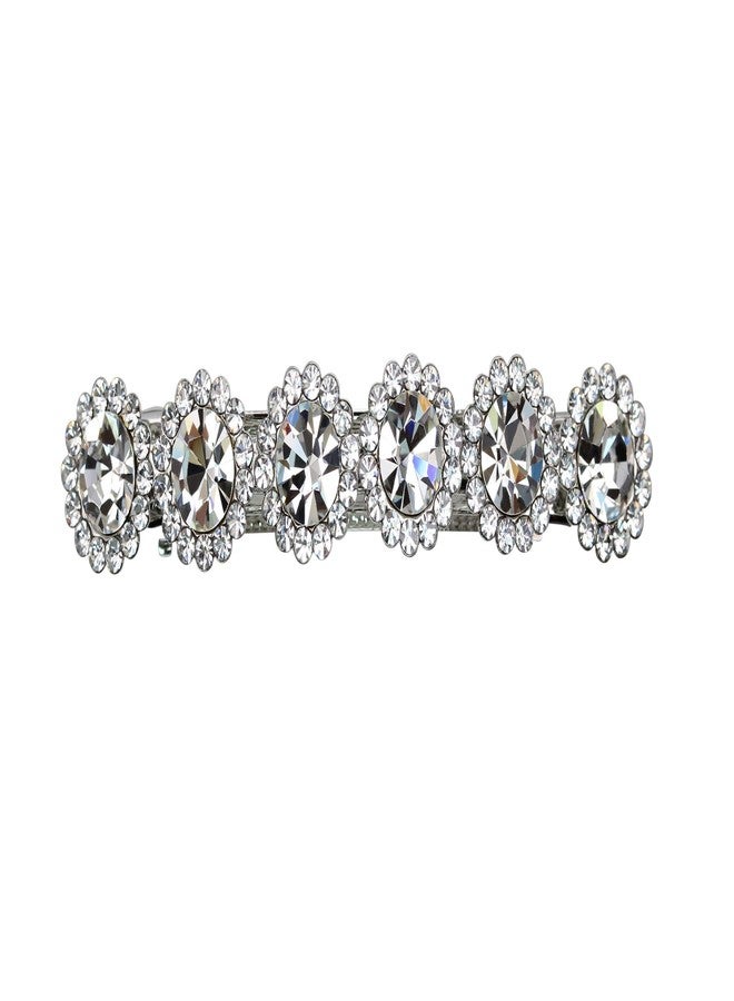 Faship Clear Rhinestone Crystal Floral Small Hair Barrette Clip - Image 1