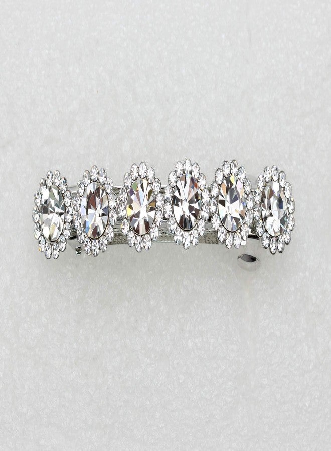 Faship Clear Rhinestone Crystal Floral Small Hair Barrette Clip - Image 2