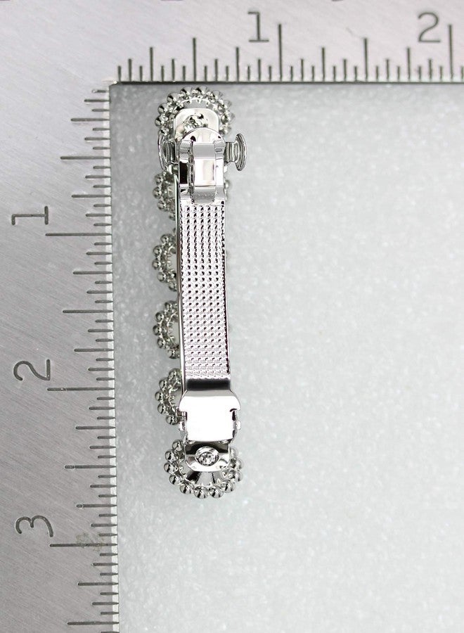 Faship Clear Rhinestone Crystal Floral Small Hair Barrette Clip - Image 5