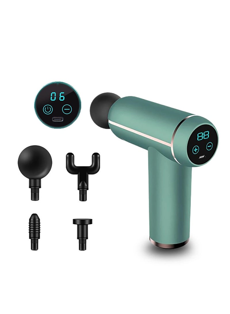 إسكدنيا مسدس تدليك كهربائي محمول لتدليك العضلات، جهاز مساج كهربائي صغير محمول مع شاشة LCD و4 رؤوس تدليك قابلة للاستبدال للرجال والنساء وتدليك الكتف والرقبة والظهر - Image 2