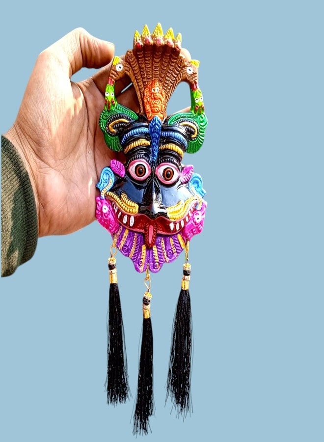 FLAIMYST Kirtimukha for Home Door in Aluminium Metal, Kirtimukha Wall Hanging for Home Decor, Nazar Battu Vastu & Traditional Indian Decor (Black Multicolor) - Image 4