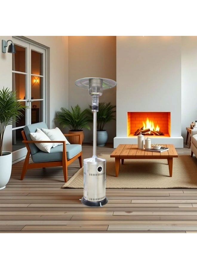 Oripower Stainless Steel Bullet Patio Gas Heater with Wheels Silver 78 x 38 x 75 cm H1107 - Image 2