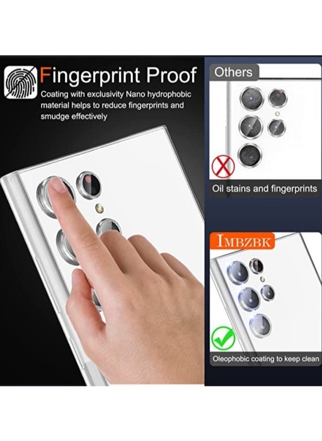 vesus Samsung Galaxy S23 Ultra Camera Lens Protector Accessories Cover Camera Screen Protector Tempered Glass for Samsung Galaxy S23 Ultra Aluminum Edge Metal Case Friendly, Silver - Image 4