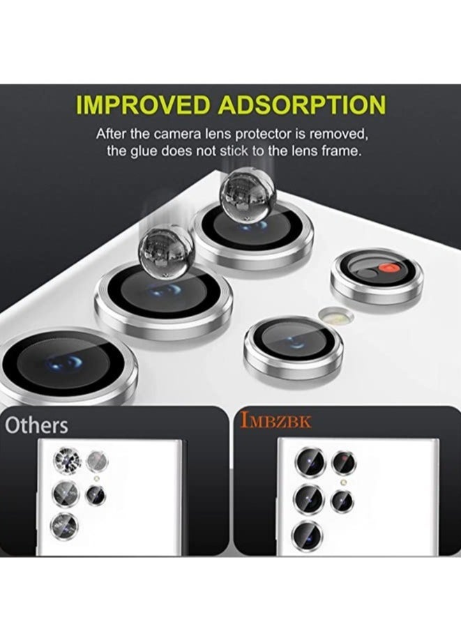 vesus Samsung Galaxy S23 Ultra Camera Lens Protector Accessories Cover Camera Screen Protector Tempered Glass for Samsung Galaxy S23 Ultra Aluminum Edge Metal Case Friendly, Silver - Image 3