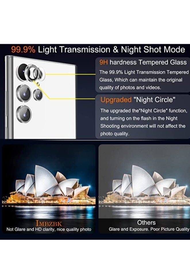 vesus Samsung Galaxy S23 Ultra Camera Lens Protector Accessories Cover Camera Screen Protector Tempered Glass for Samsung Galaxy S23 Ultra Aluminum Edge Metal Case Friendly, Silver - Image 5