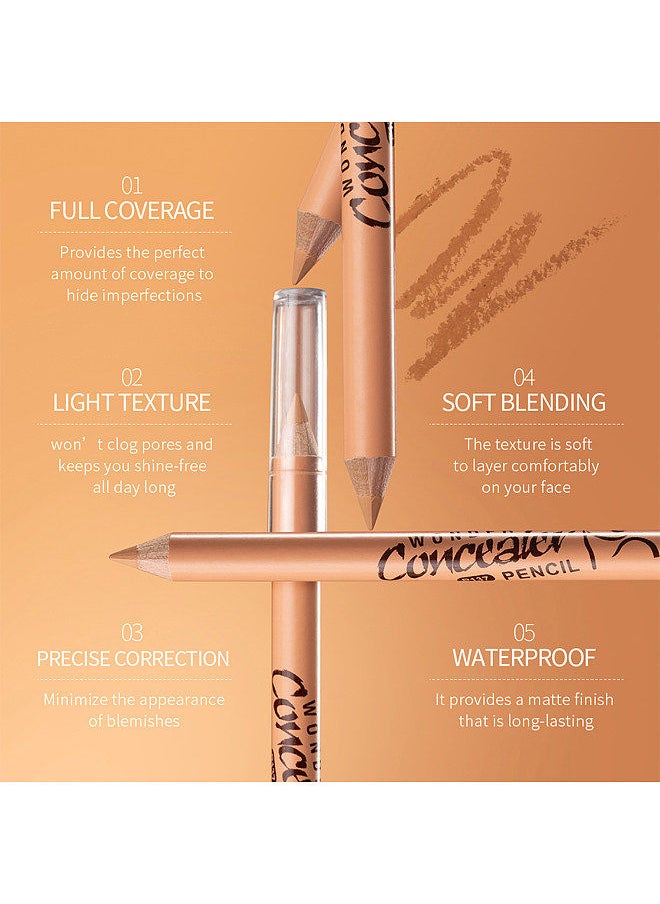 Menow - MENOW 12Pcs x 1.3g Wooden Pole Concealer Pencils Under-eye Pen Full Coverage Hide Imperfections Waterproof Long-lasting Highlight Pen - Image 1