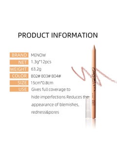Menow MENOW 12Pcs x 1.3g Wooden Pole Concealer Pencils Under-eye Pen Full Coverage Hide Imperfections Waterproof Long-lasting Highlight Pen  - Image 5