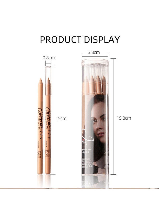 Menow - MENOW 12Pcs x 1.3g Wooden Pole Concealer Pencils Under-eye Pen Full Coverage Hide Imperfections Waterproof Long-lasting Highlight Pen - Image 1