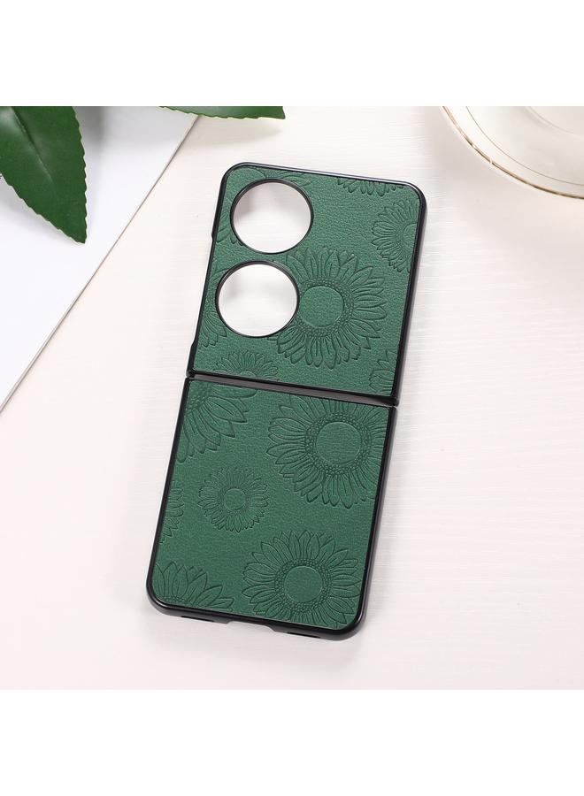 اس-توب جراب هاتف Huawei P50 Pocket بنمط عباد الشمس من البولي يوريثان الحراري والبولي كربونات المقاوم للصدمات - Image 1