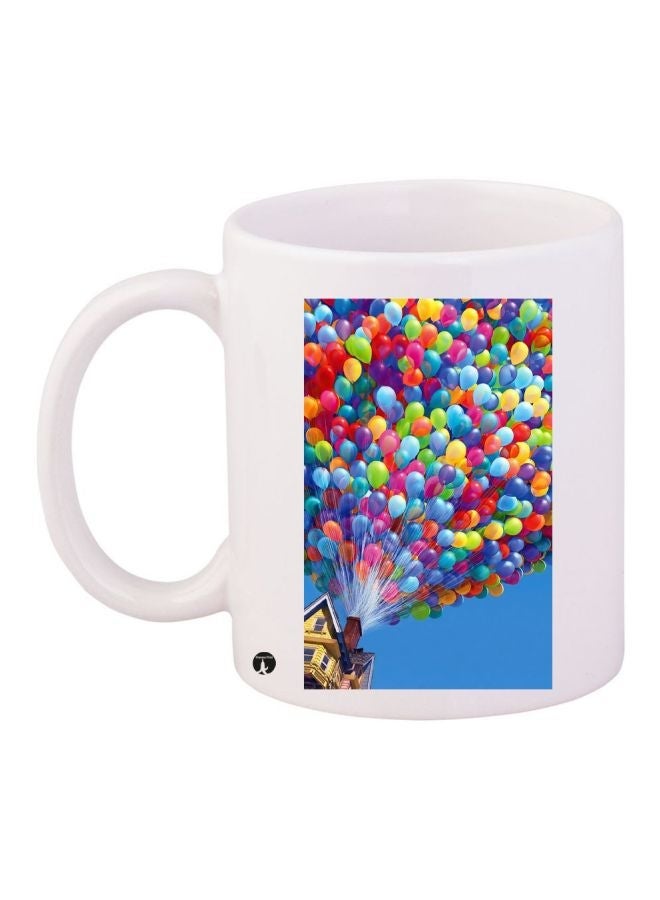 RYN Cartoon Printed Coffee Mug White/Blue/Yellow 11ounce