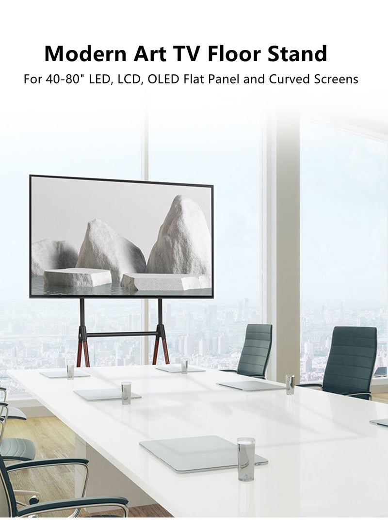 هيكسدريم حامل تلفزيون متحرك فني لشاشات LCD وLED وOLED مقاس 40 إلى 80 بوصة اكتشف الحامل الأرضي متعدد الاستخدامات والمتين للشاشات الكبيرة، مثالي للمكاتب والمعارض والمسارح المنزلية - Image 3