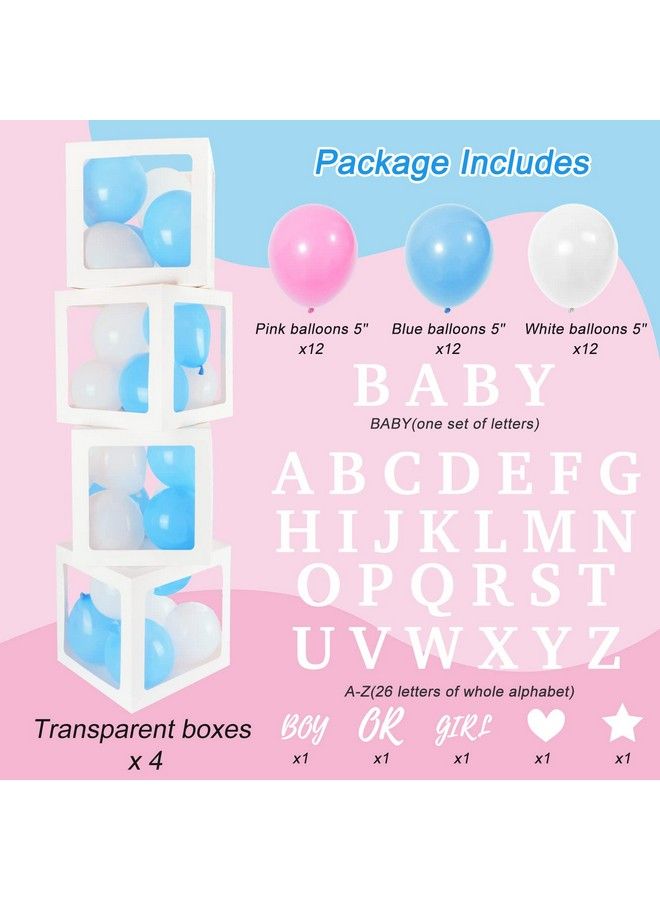RUBFAC Baby Boxes With 41 Letters And 36 Balloons 4Pcs Clear Balloon Boxes For Baby Shower Gender Reveal Girl Boy Blocks Birthday Party Decorations - Image 3