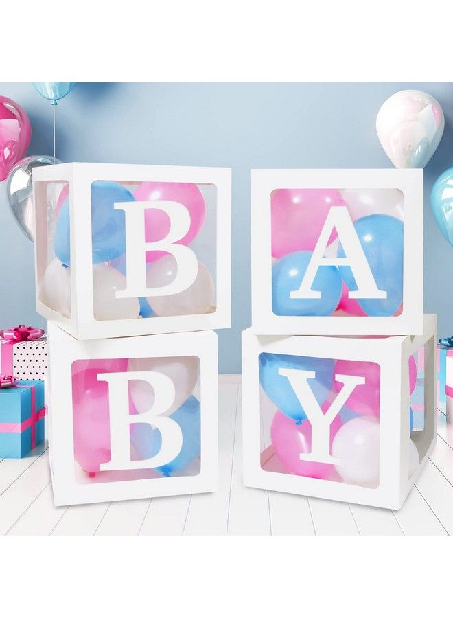 RUBFAC Baby Boxes With 41 Letters And 36 Balloons 4Pcs Clear Balloon Boxes For Baby Shower Gender Reveal Girl Boy Blocks Birthday Party Decorations - Image 1