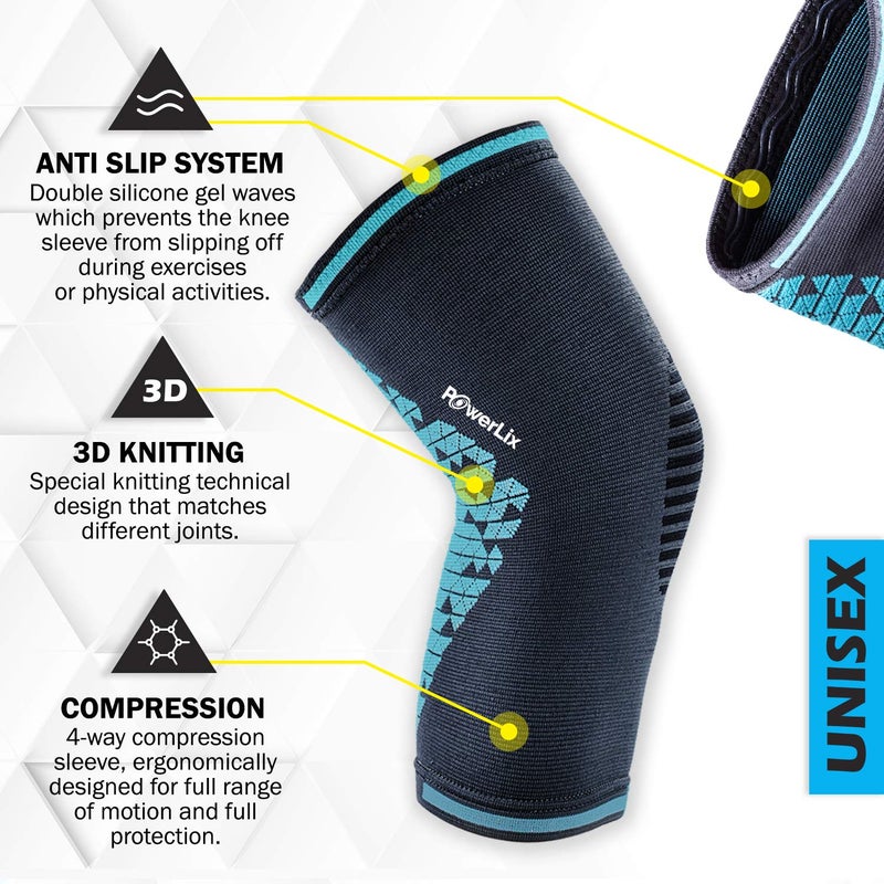 POWERLIX Compression Knee Sleeve for Women & Men, Medical Knee Brace for Arthritis & Knee Pain Relief, Meniscus Tear & Injury Recovery, Knee Support & Protection for Working Out, Running & All Sports - Image 3
