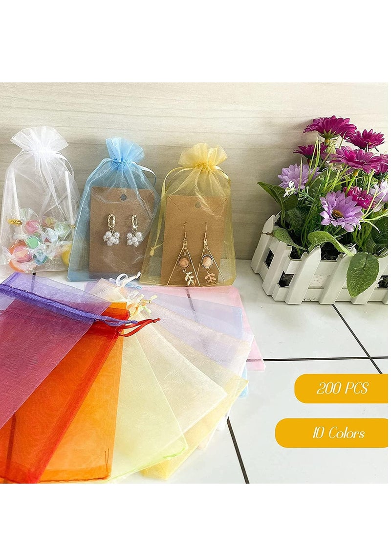 SYOSI 10 Color Yarn Bag KASTWAVE Sheer Gift Bag, Wedding with Drawstring, 4X6 Inch Jewelry Party Festive Goodie (200 Pieces) - Image 5