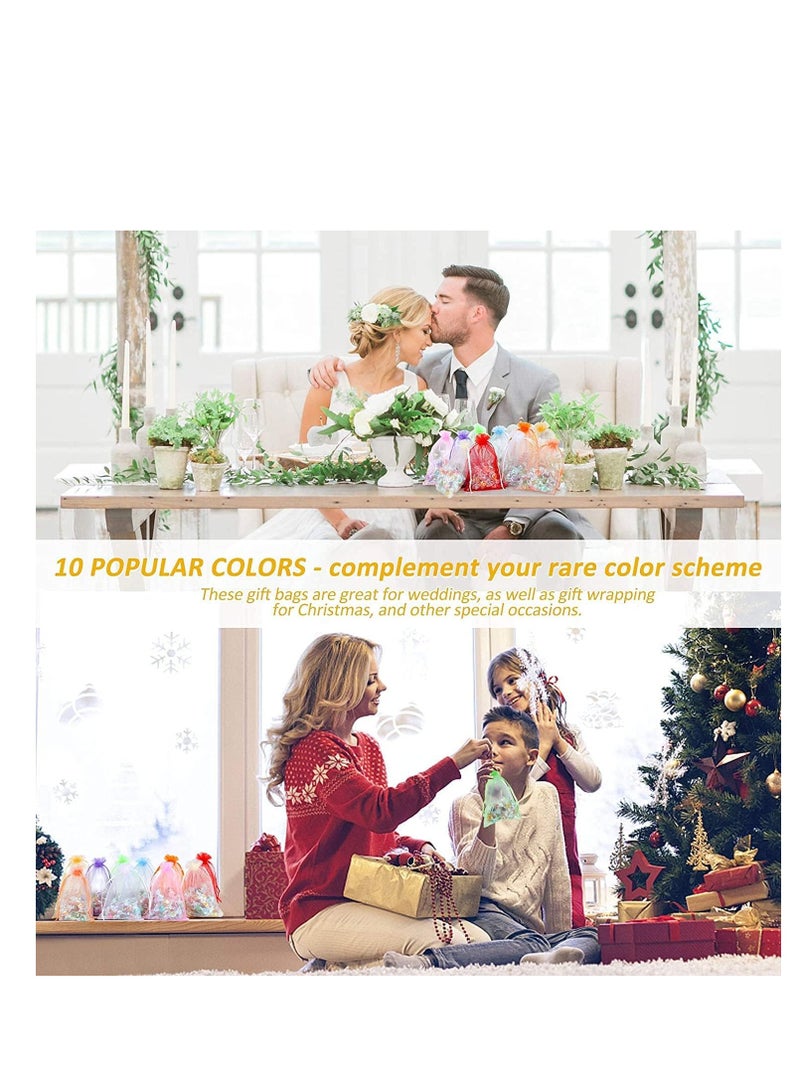 SYOSI 10 Color Yarn Bag KASTWAVE Sheer Gift Bag, Wedding with Drawstring, 4X6 Inch Jewelry Party Festive Goodie (200 Pieces) - Image 2