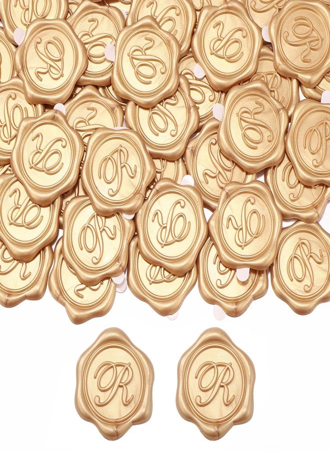 Yoption Wax Seal Stickers, 50 Pcs Metallic Light Gold Self- Adhesive Initial Alphabet R Envelope Seal Stickers, Perfect for Wedding Christmas Birthday Party Gift Wrapping - Image 2