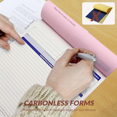 Harfesto Large Contractor Invoice Book, Invoice Receipt Book for Small Business, 3 Part Carbonless Work Order Estimate Forms, 8x11 in, 200 Sets (4 Books) - Image 4