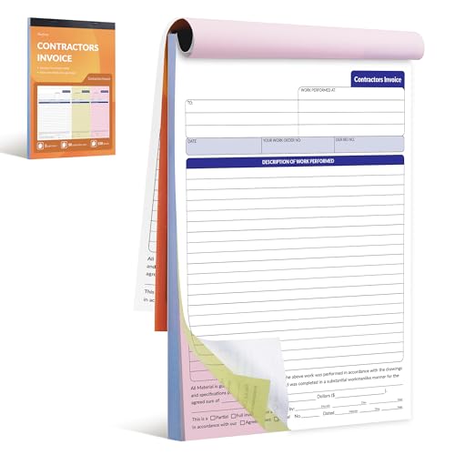 Harfesto Large Contractor Invoice Book, Invoice Receipt Book for Small Business, 3 Part Carbonless Work Order Estimate Forms, 8x11 in, 200 Sets (4 Books) - Image 1