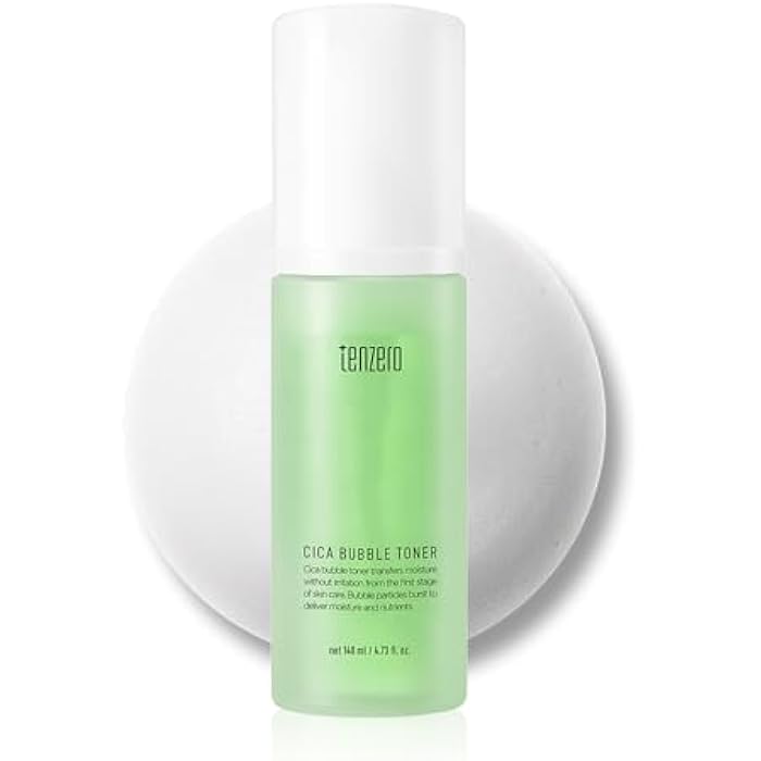 TENZERO CICA Bubble Toner, 4.73 fl oz/140ml, Hydrating & Soothing Centella Toner for Face, Barrier Repair, Korean Bubble Skincare - Image 1