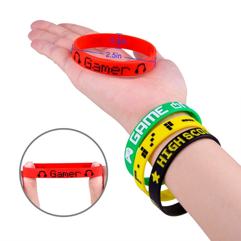 TUPARKA 18 Pcs Video Game Wristbands Rubber Bracelet Game Party Wristbands Supplies for Birthday Party Baby Shower Party Favors, 6 Styles - Image 5