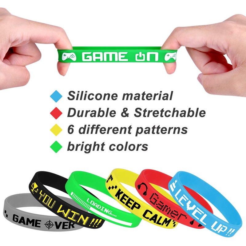 TUPARKA 18 Pcs Video Game Wristbands Rubber Bracelet Game Party Wristbands Supplies for Birthday Party Baby Shower Party Favors, 6 Styles - Image 4