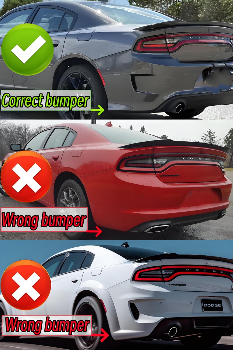 NEESPOC Rear Bumper Spoiler Diffuser Splitter Protector Fit for Dodge Charger SRT, R/T 392, GT, Scat Pack, Daytona 2015-2023, 2PCS Rear Bumper Side Lip Aprons Valence Spat Accessories (Gloss Black) - Image 3