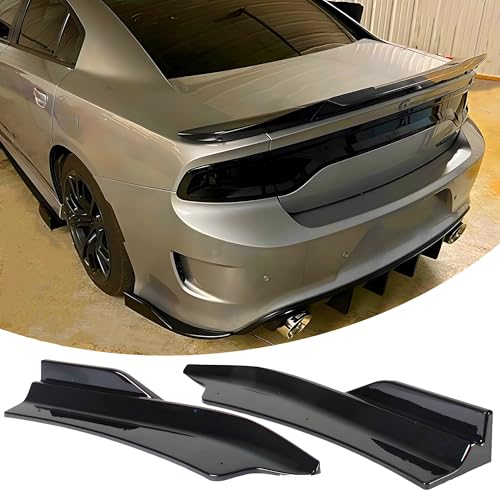 NEESPOC Rear Bumper Spoiler Diffuser Splitter Protector Fit for Dodge Charger SRT, R/T 392, GT, Scat Pack, Daytona 2015-2023, 2PCS Rear Bumper Side Lip Aprons Valence Spat Accessories (Gloss Black) - Image 1