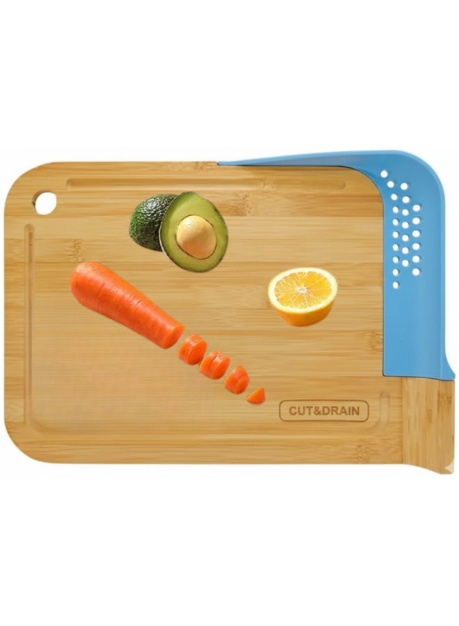 Bamboo Cutting Board with Integrated ABS Colander – Durable Kitchen Chopping Board for Vegetables, Fruits & Meat – Multi-Functional Cut & Drain Board for Easy Washing and Food Prep – Ideal Charcuterie and Kitchen Gift, 39x26x4.2 cm - Image 2