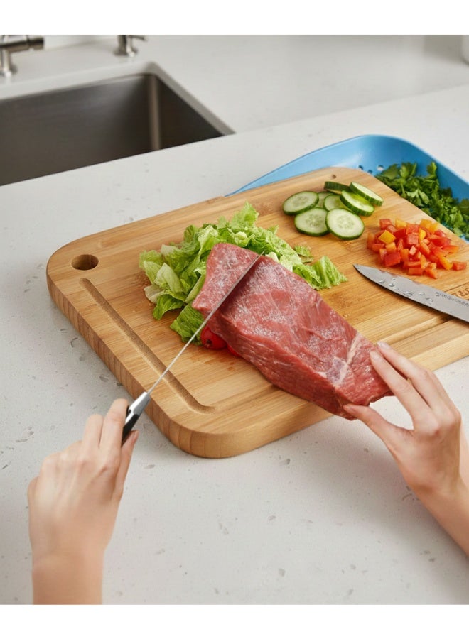 Bamboo Cutting Board with Integrated ABS Colander – Durable Kitchen Chopping Board for Vegetables, Fruits & Meat – Multi-Functional Cut & Drain Board for Easy Washing and Food Prep – Ideal Charcuterie and Kitchen Gift, 39x26x4.2 cm - Image 4