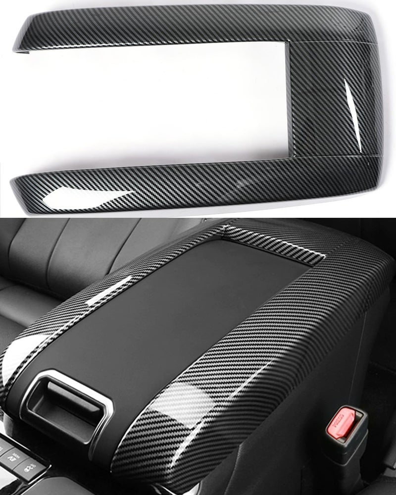 For Toyota Highlander 20202025 Central Control Armrest Box Cover Easy Cleaning Anti scratching Armrest Protector for Highlander Gas Hybrid LE XLE XSE Limited Platinum Carbon Fiber Pattern