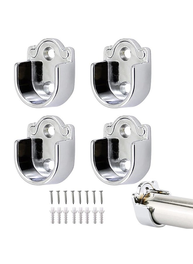 Peachjoy Closet Rod End Support, 4 Pcs Stainless Steel Heavy Duty Closet Pole Sockets,  Rod Holder with Screws, Easy Installation Or Quick Removal Shower Curtain Hanging Tube Rod Bracket (25mm) - Image 1