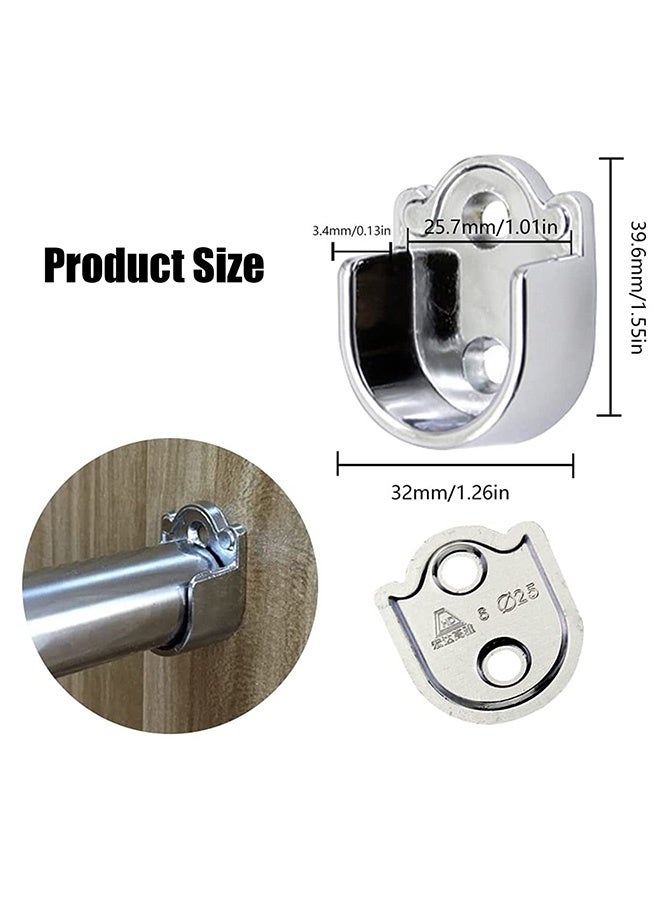 Peachjoy Closet Rod End Support, 4 Pcs Stainless Steel Heavy Duty Closet Pole Sockets,  Rod Holder with Screws, Easy Installation Or Quick Removal Shower Curtain Hanging Tube Rod Bracket (25mm) - Image 2