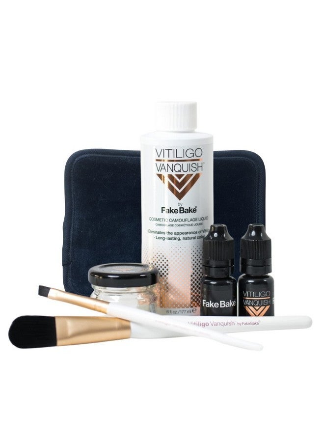 Vitiligo Vanquish Cosmetic Camouflage Kit by Fake Bake Liquid Concealer, Long Lasting Natural Color Customization Eliminates Appearance of Skin Depigmentation For Women & Men - Cover Lasts For Days