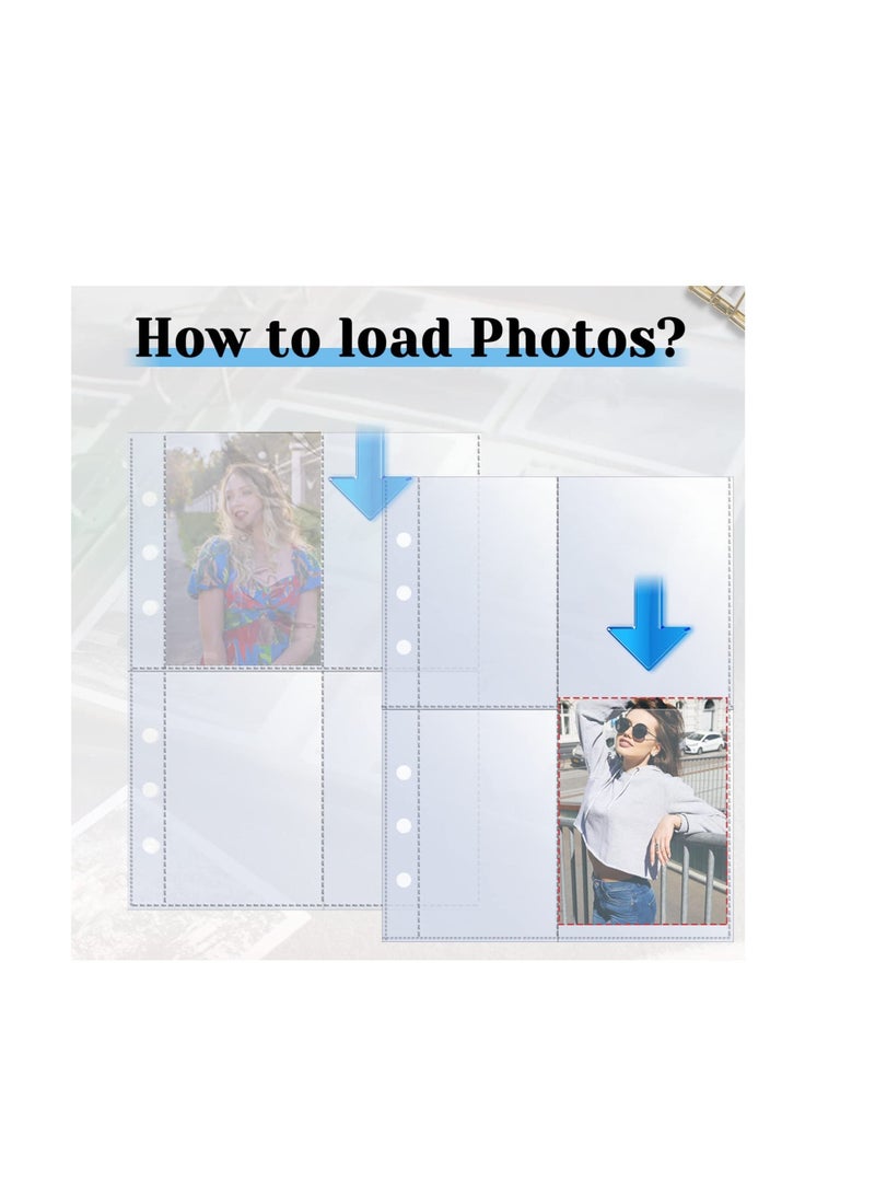 30 Sheets Double Side A5 Binder Inserts, Photo Sleeves for 6 Ring Binder, Pocket Pages for Storing Photos or Postcards, 240 Pockets, 3x5 Plastic Card Page - Image 2
