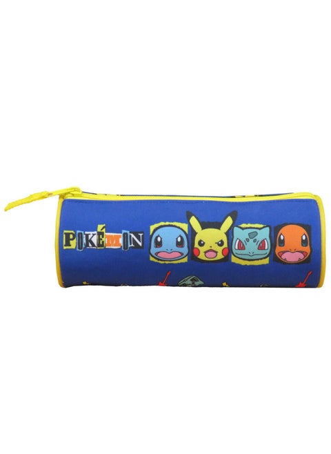Pikachu Cylindrical Zip Pencil Case in Blue with 22 cm, multicoloured,Case