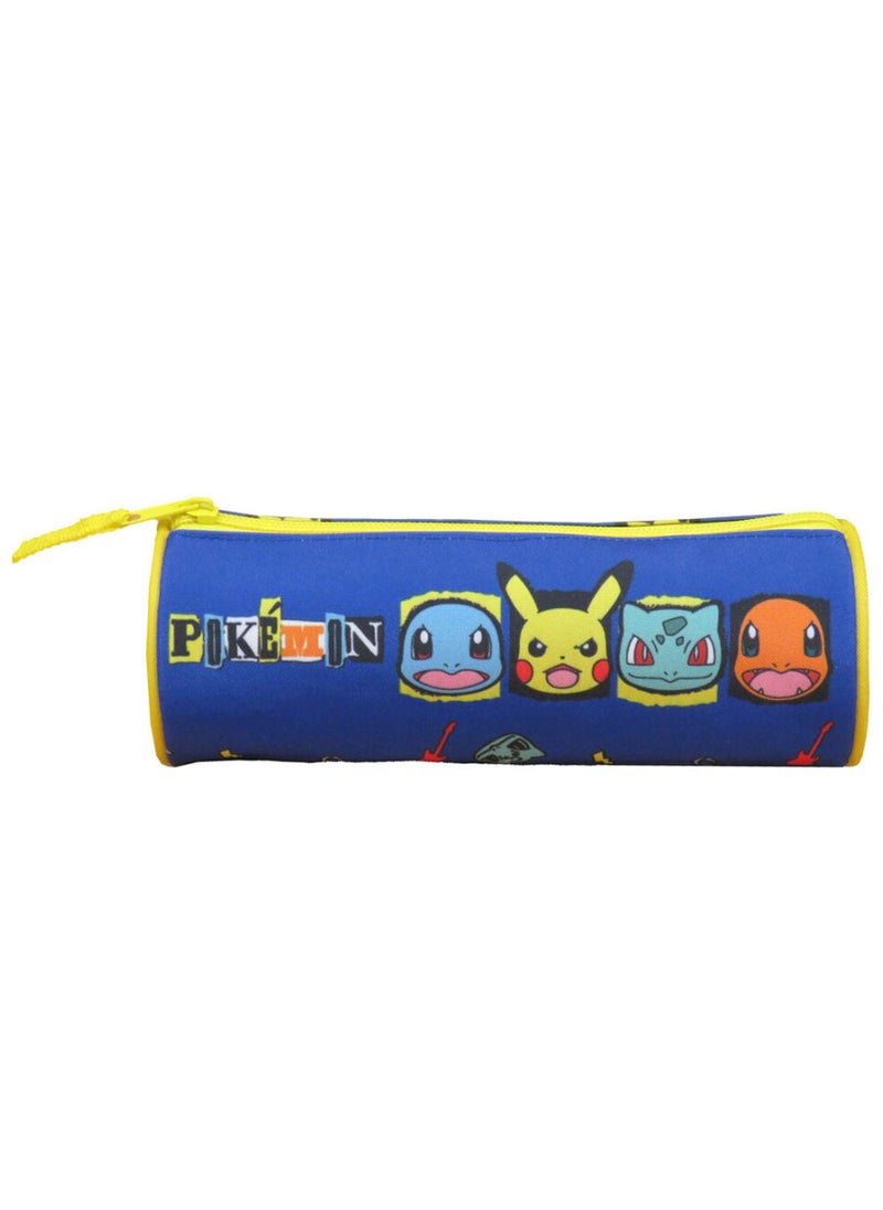 Pokemon Pikachu Cylindrical Zip Pencil Case in Blue with 22 cm, multicoloured,Case  - Image 1