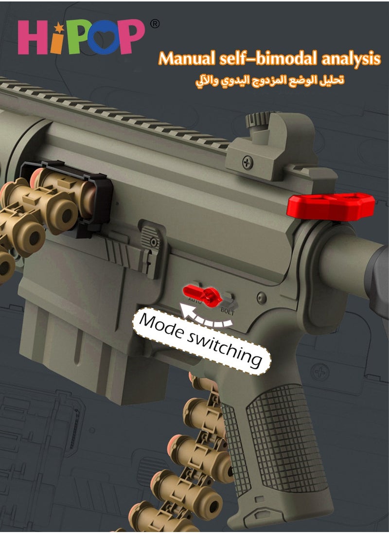 هيبوب - بندقية لعبة جاتلينج دوارة للأطفال ، مسدس كهربائي مع وظيفة دوران محاكاة كمامة ، الوضع المزدوج اليدوي والكهربائي ، 30 * رصاصات ناعمة آمنة ، لعبة بندقية نموذج تعليم الأطفال - Image 1