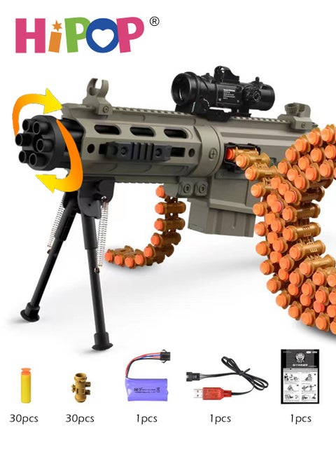 Rotating Gatling Toys Gun for Kids,Electric Gun Toy with Muzzle Simulation Rotation Function,Manual and Electric Dual Mode,30*Safe Soft Bullet,Kids Eeducational Model Gun Toy
